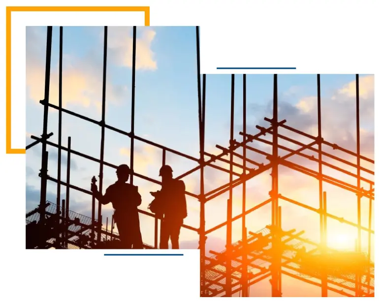 construction worker on construction site at sunset